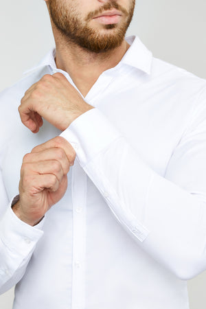 2 Pack Muscle Fit Dress Shirts in White - TAILORED ATHLETE - ROW