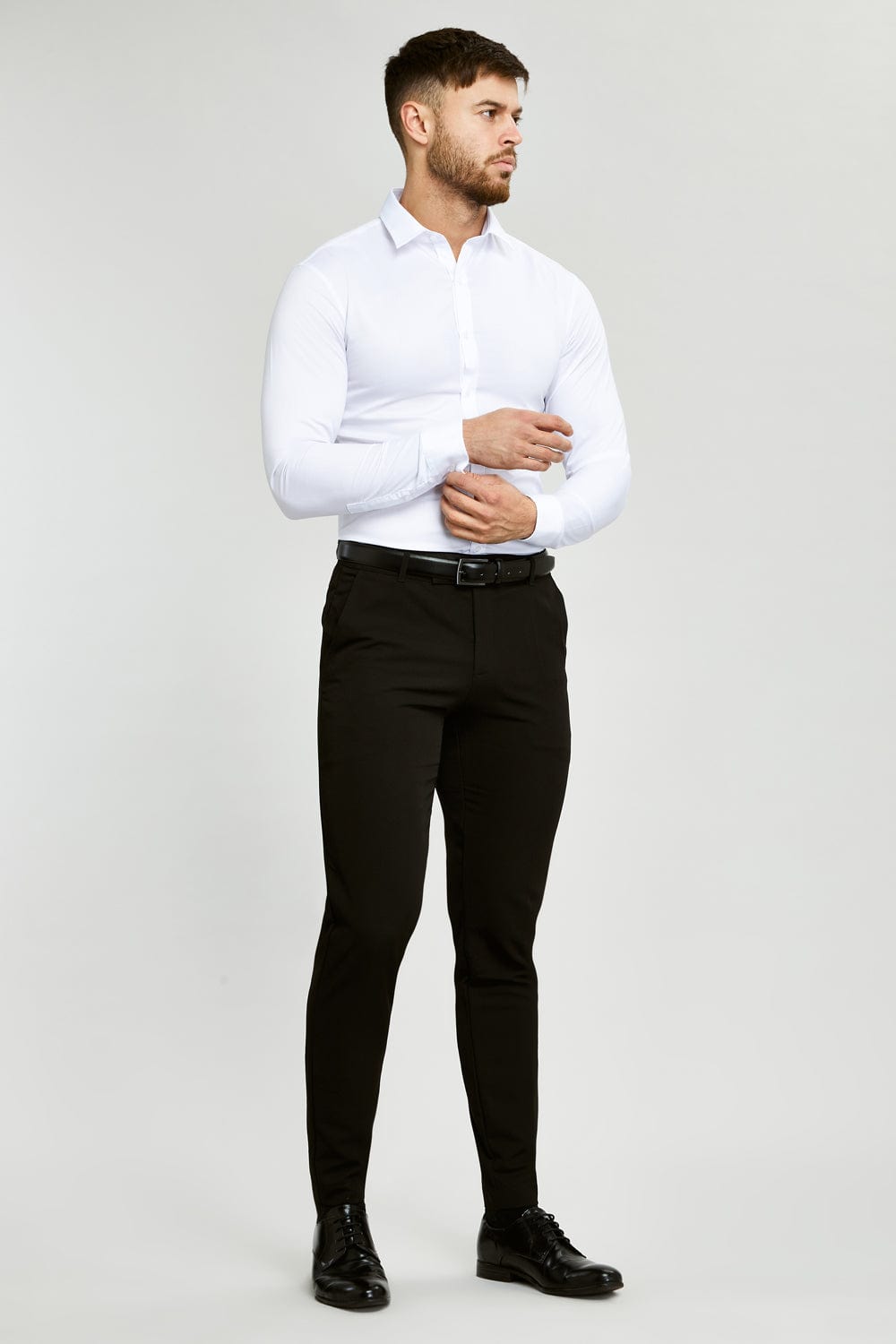 Athletic fit white dress shirt online