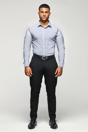 Essential Business Shirt in Striped Navy - TAILORED ATHLETE - ROW