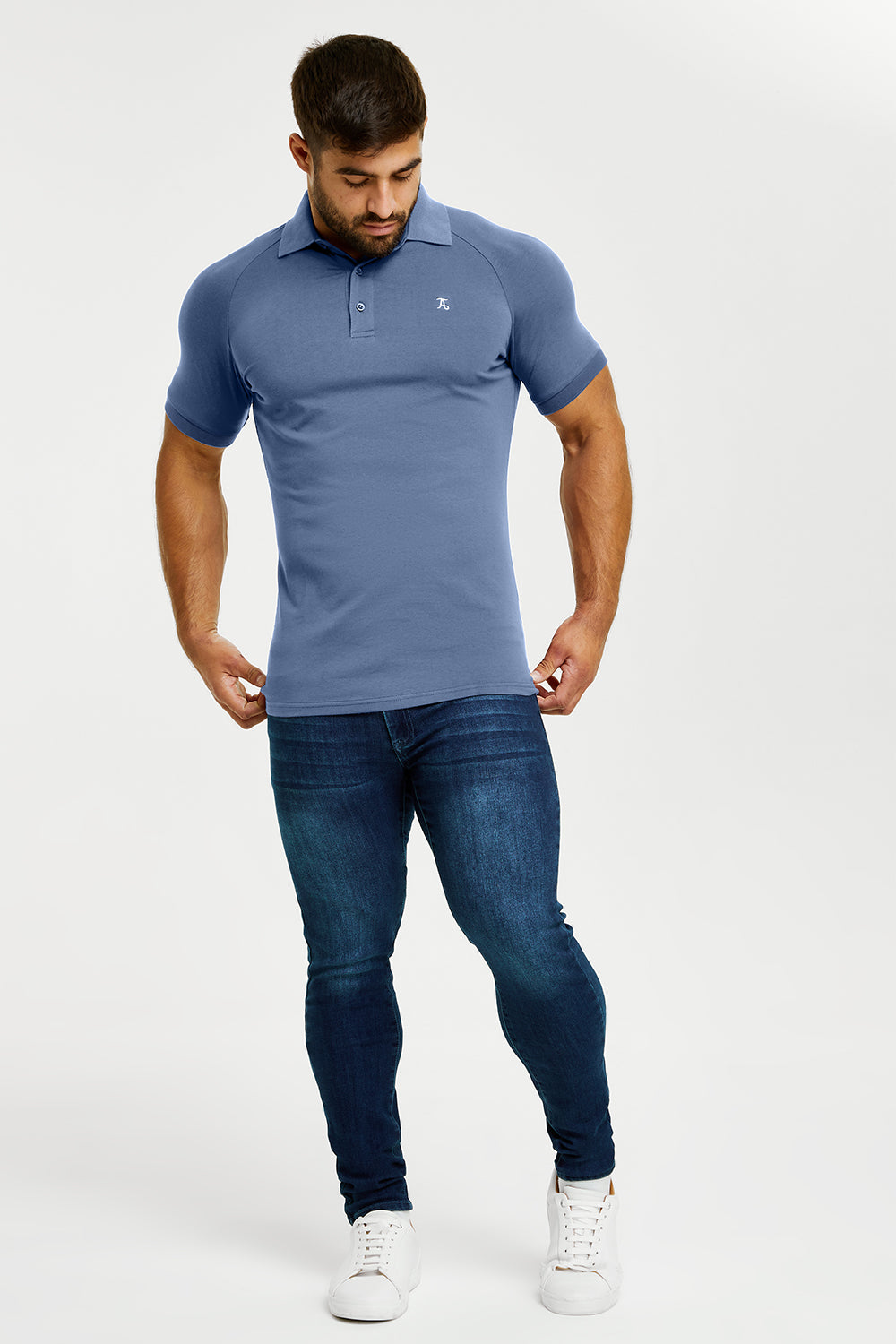 Muscle Fit Polo Shirt in Stone Blue - TAILORED ATHLETE - ROW