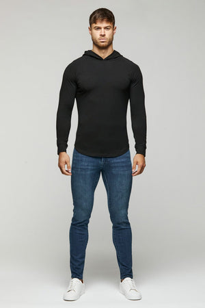 Hooded T-Shirt Long Sleeve in Black - TAILORED ATHLETE - ROW