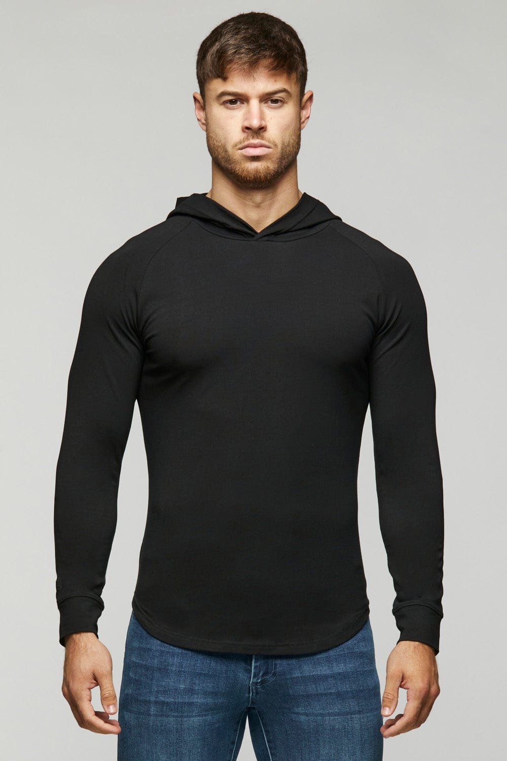 Hooded T-Shirt Long Sleeve in Black - TAILORED ATHLETE - ROW