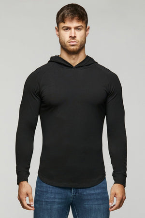 Hooded T-Shirt Long Sleeve in Black - TAILORED ATHLETE - ROW