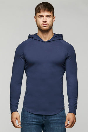 Hooded T-Shirt Long Sleeve in Navy - TAILORED ATHLETE - ROW
