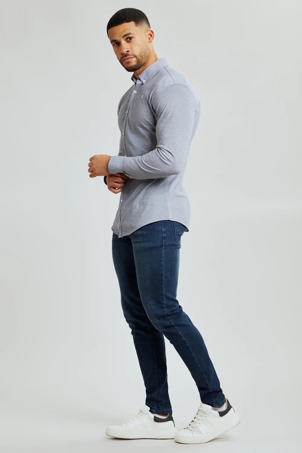 Cotton Oxford Shirt in Grey - TAILORED ATHLETE