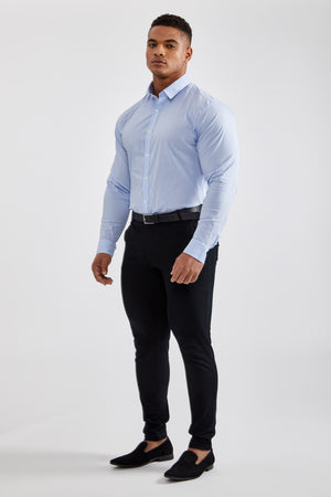 Essential Business Shirt in Striped Light Blue - TAILORED ATHLETE - ROW
