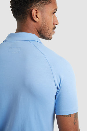 Jersey Buttonless Polo Shirt in Blue Melange - TAILORED ATHLETE - ROW