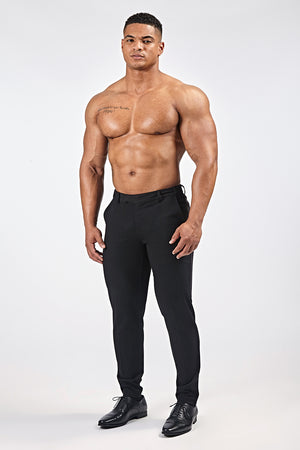 Muscle Fit Trousers in Black - TAILORED ATHLETE - ROW