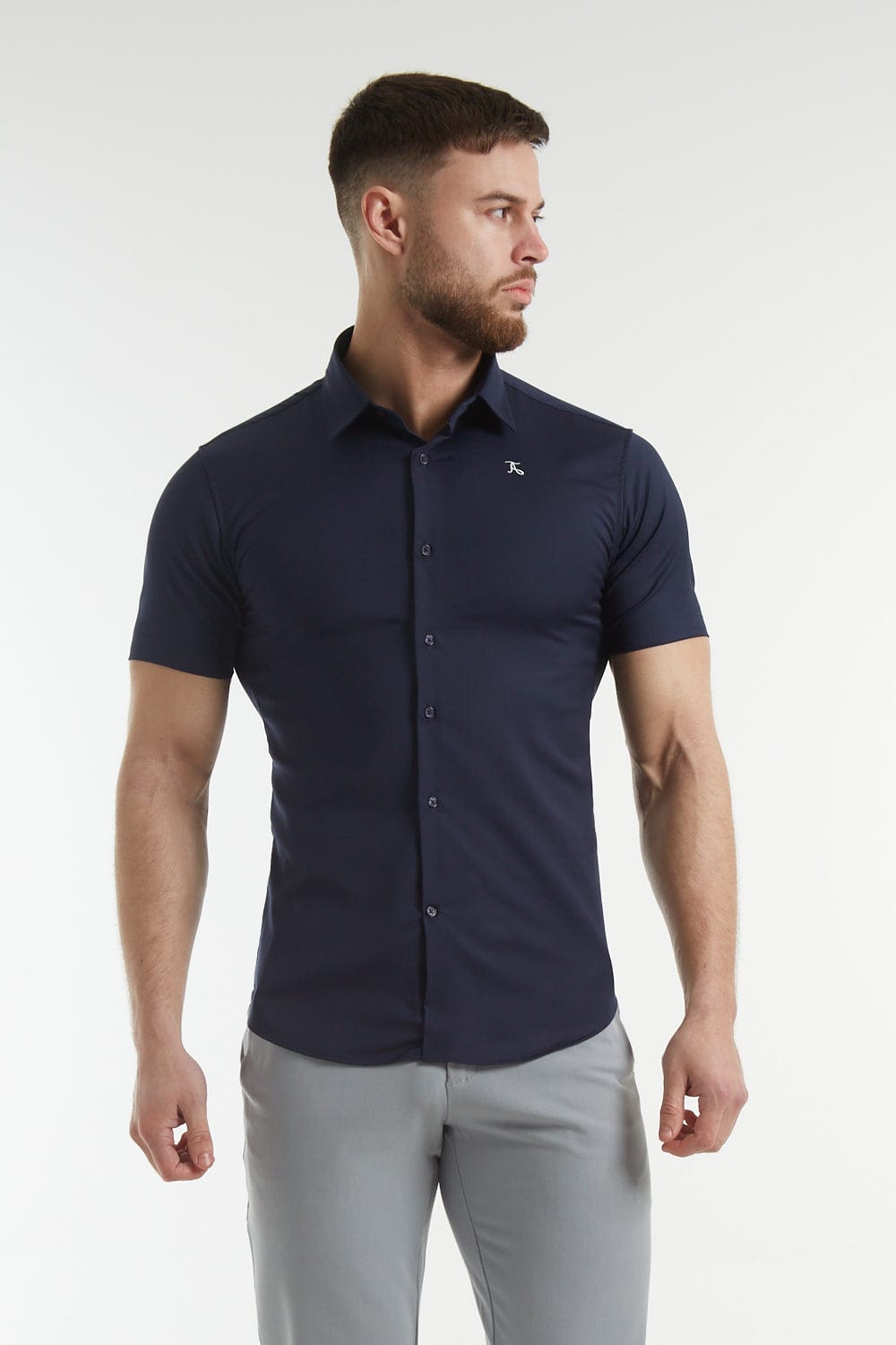 Muscle Fit Bamboo Shirt (SS) in Navy - TAILORED ATHLETE - ROW