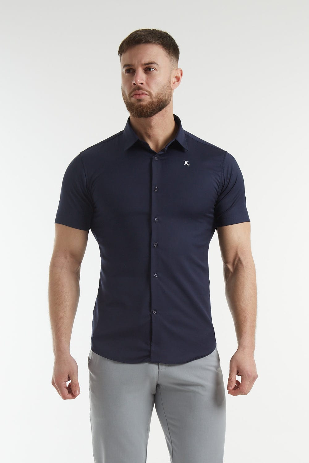 Muscle Fit Bamboo Shirt (SS) in Navy - TAILORED ATHLETE - ROW