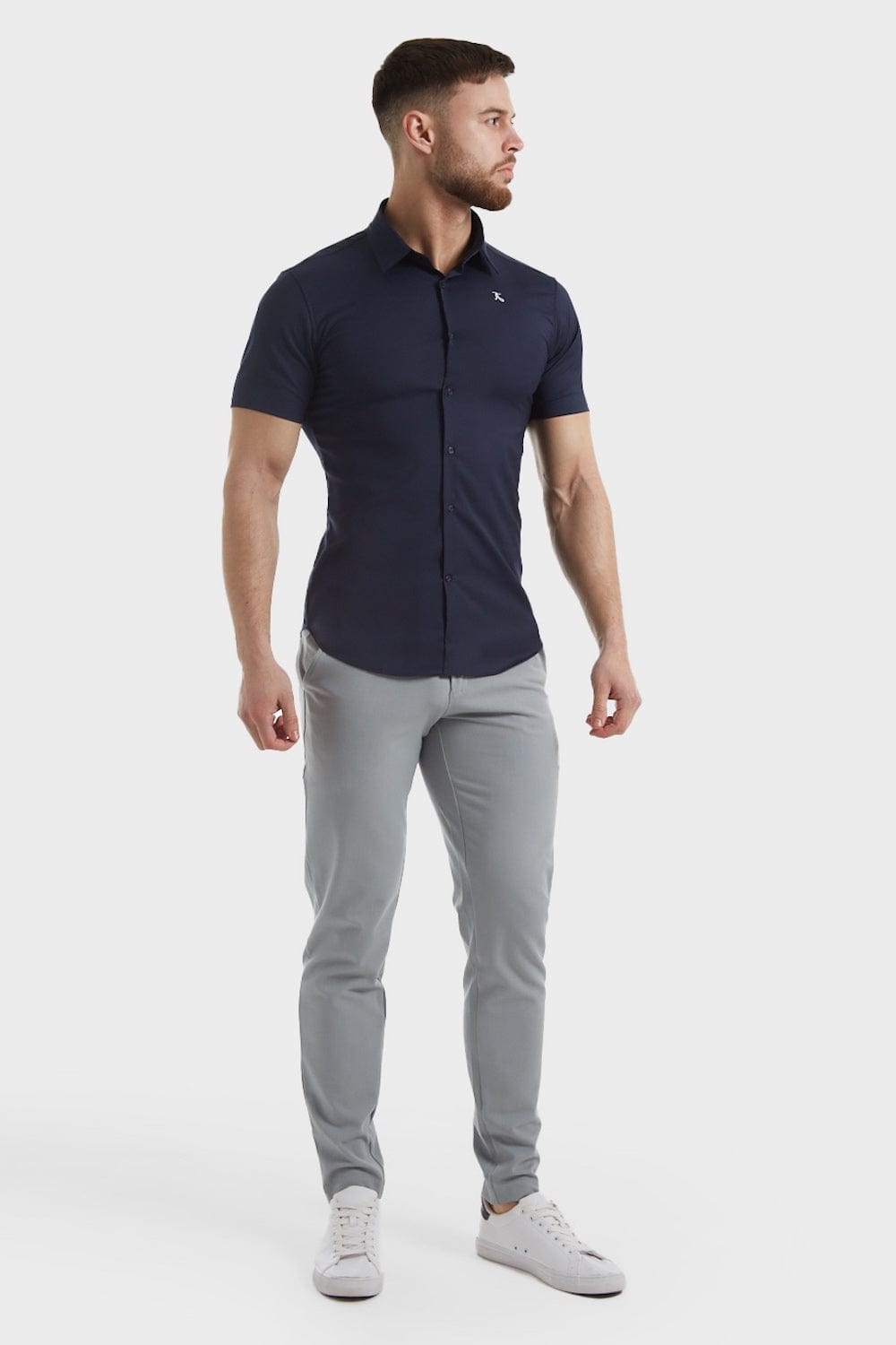 Muscle Fit Bamboo Shirt (SS) in Navy - TAILORED ATHLETE - ROW