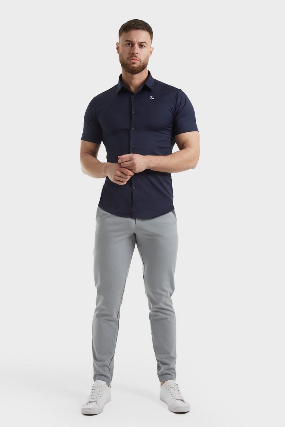 Muscle Fit Bamboo Shirt (SS) in Navy - TAILORED ATHLETE - ROW