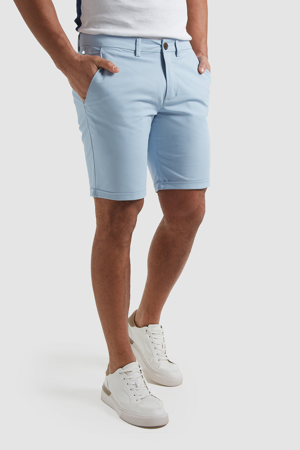 Muscle Fit Chino Shorts in Pale Blue - TAILORED ATHLETE - ROW