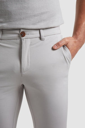 Muscle Fit Chino Trousers in Pale Grey - TAILORED ATHLETE - ROW