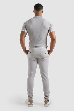 Muscle Fit Chino Trousers in Pale Grey - TAILORED ATHLETE - ROW