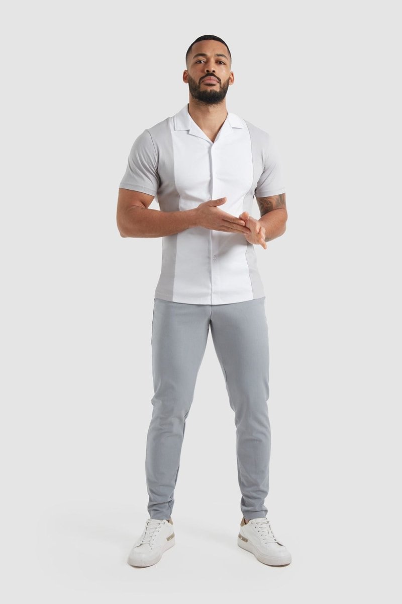 Colour Block Jersey Shirt in White/Grey - TAILORED ATHLETE - ROW