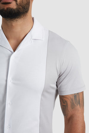 Colour Block Jersey Shirt (SS) in White/Grey - TAILORED ATHLETE - ROW