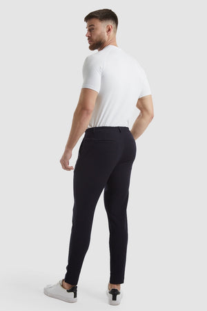 Cropped Pleated Trouser in Navy - TAILORED ATHLETE - ROW