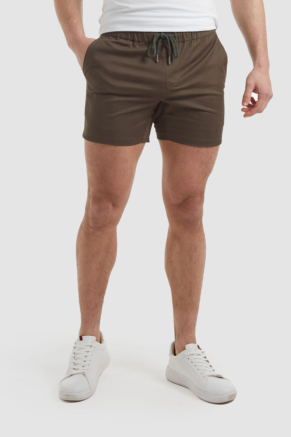 Muscle Fit Drawstring Chino Shorts in Khaki - TAILORED ATHLETE - ROW