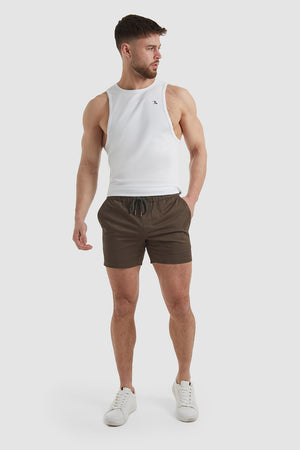 Muscle Fit Drawstring Chino Shorts in Khaki - TAILORED ATHLETE - ROW