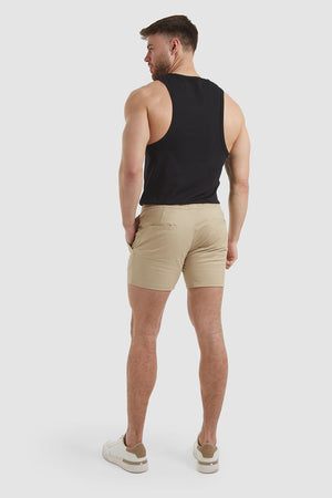 Muscle Fit Drawstring Chino Shorts in Stone - TAILORED ATHLETE - ROW