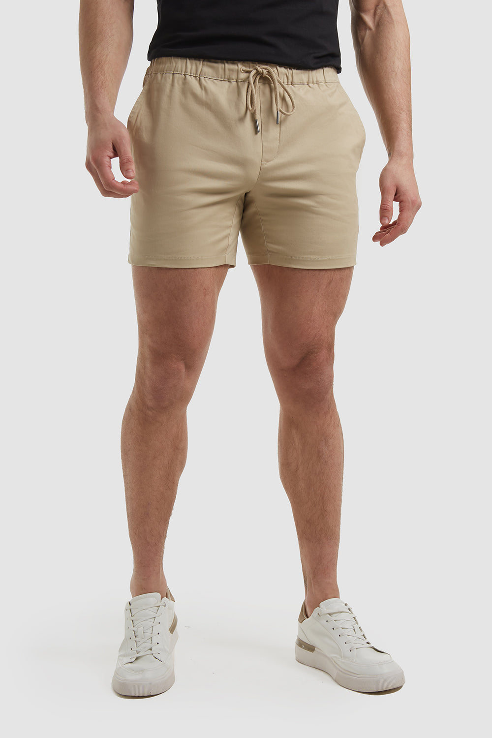 Muscle Fit Drawstring Chino Shorts in Stone - TAILORED ATHLETE - ROW