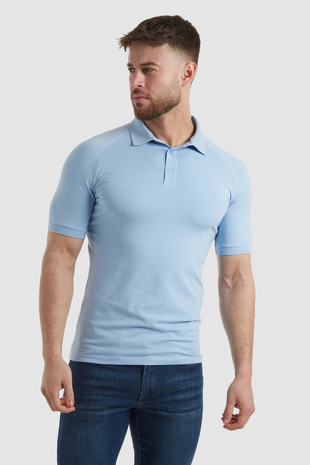 Muscle Fit Polo Shirt in Soft Blue