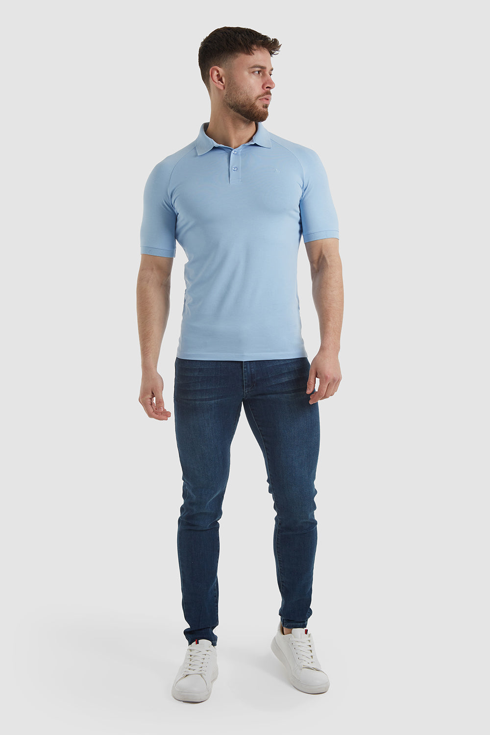 Muscle Fit Polo Shirt in Soft Blue - TAILORED ATHLETE - ROW