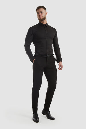 Muscle Fit Double Cuff Shirt in Black - TAILORED ATHLETE - ROW