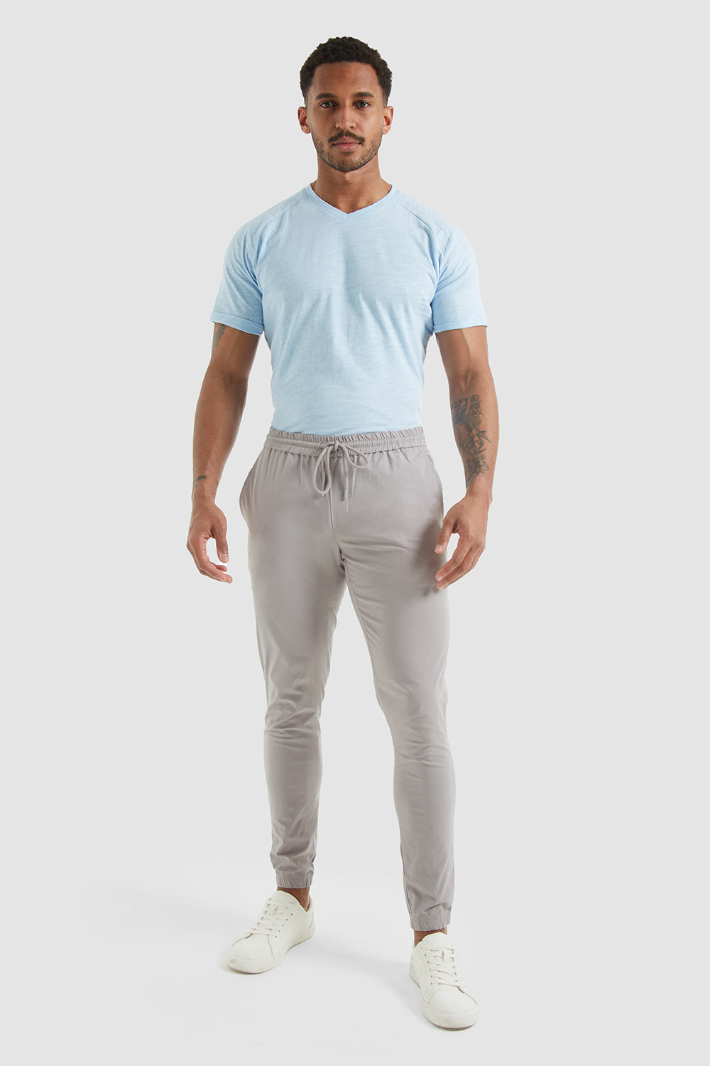 Lightweight Cuffed Trousers In Grey - TAILORED ATHLETE - ROW