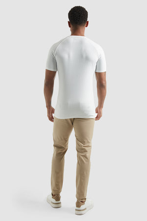 Ribbed V Neck T-Shirt in White - TAILORED ATHLETE - ROW