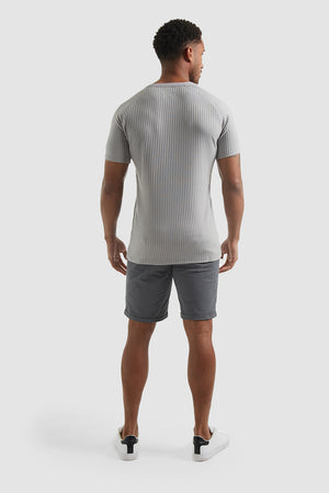 Ribbed V Neck T-Shirt in Pale Grey - TAILORED ATHLETE - ROW