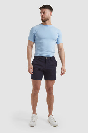 Muscle Fit Shorter Length Chino Shorts in Navy - TAILORED ATHLETE - ROW