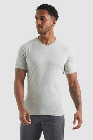 Slub Loop Back V Neck T-shirt In Soft Mint - TAILORED ATHLETE - ROW
