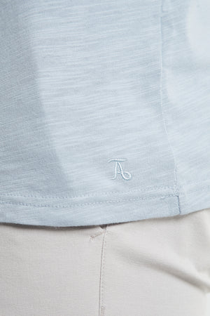 Slub Open Collar Polo Shirt In Slate Blue - TAILORED ATHLETE - ROW